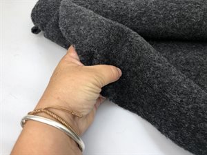 Uldfilt, kogt uld, mørk gråmeleret, restestykke på 75 cm